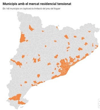 Quins sn els 140 municipis on es vol limitar el preu del lloguer: consulta el mapa